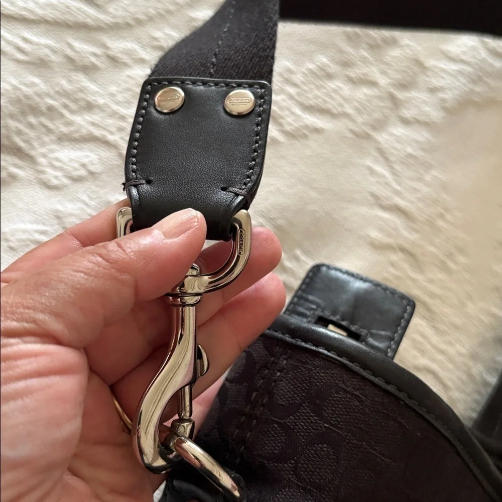 Gently Loved Coach Black Canvas and Leather Tote Bag